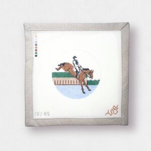 Cross Country Needlepoint Canvas - Hand Painted - 4" Round 18m